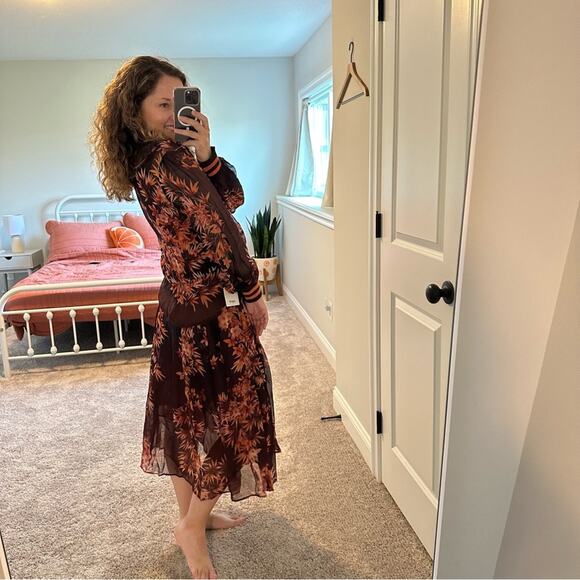 NWT warm NY Orange Floral Long Sleeve Maxi Dress 3 Large - Picture 4 of 14